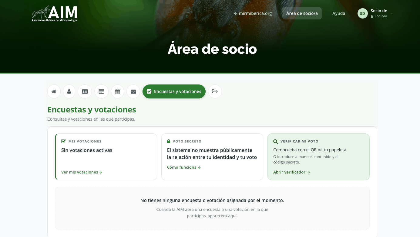 Pantalla de Encuestas y votaciones